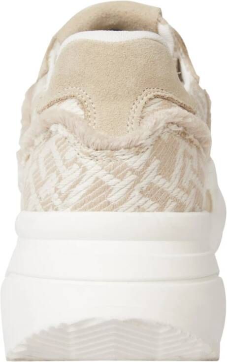 Tommy Hilfiger Monogram Jacquard Sneakers Beige Wit Logo Beige Dames