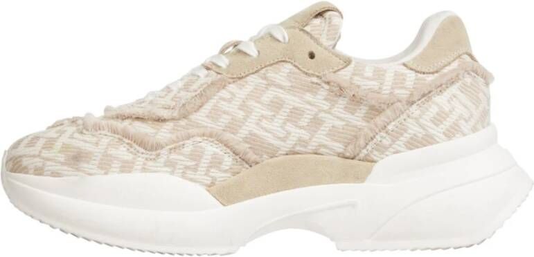 Tommy Hilfiger Monogram Jacquard Sneakers Beige Wit Logo Beige Dames