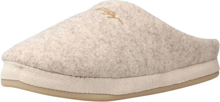 Tommy Hilfiger Comfortabele Felt Pantoffels Beige Dames