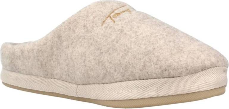 Tommy Hilfiger Comfortabele Felt Pantoffels Beige Dames