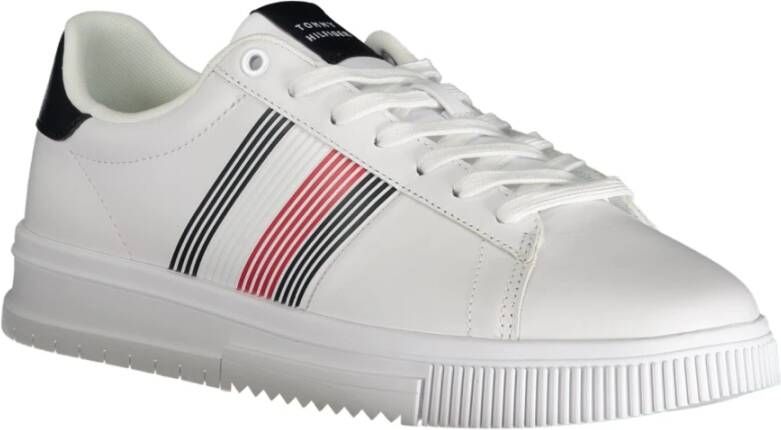 Tommy Hilfiger Sportieve Vetersneakers Wit Contrast Logo White Heren