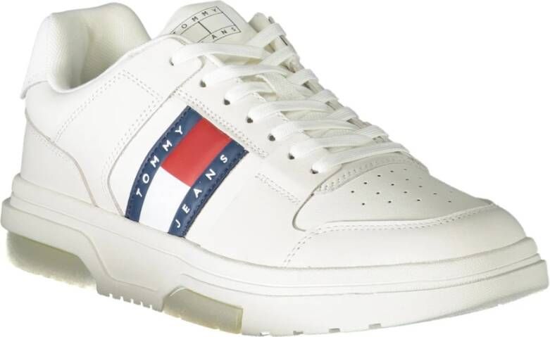 Tommy Hilfiger Sportieve witte vetersneakers met contrastdetails en logoprint White Heren