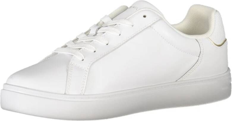 Tommy Hilfiger Sportieve witte vetersneakers met contrastdetails White Dames