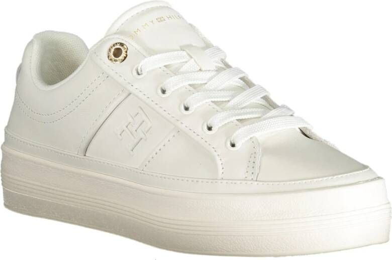 Tommy Hilfiger Sportieve witte vetersneakers met uitneembare zool White Dames