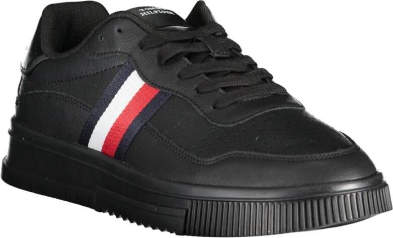 Tommy Hilfiger Sportieve Zwarte Veterschoenen met Contrastdetails