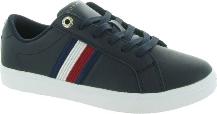 Tommy Hilfiger Strepen Leren Sneaker Blue Dames