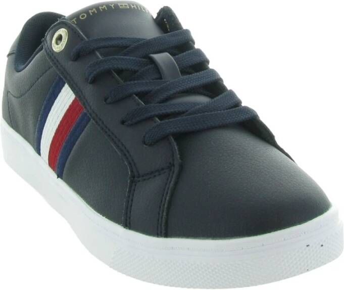 Tommy Hilfiger Strepen Leren Sneaker Blue Dames