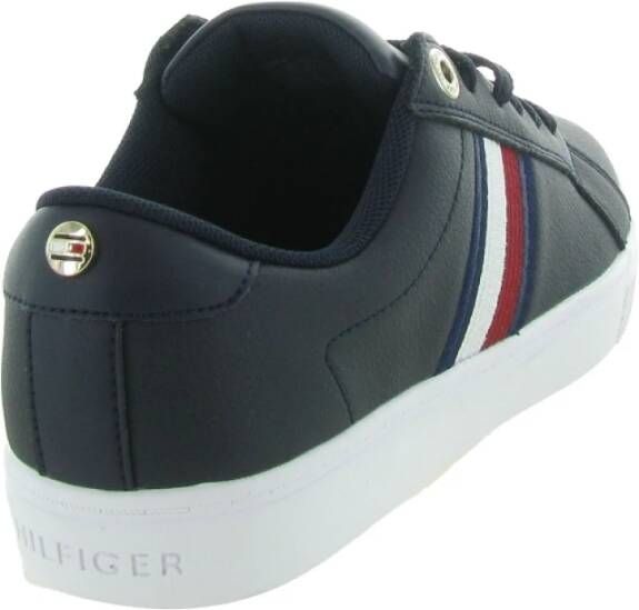 Tommy Hilfiger Strepen Leren Sneaker Blue Dames