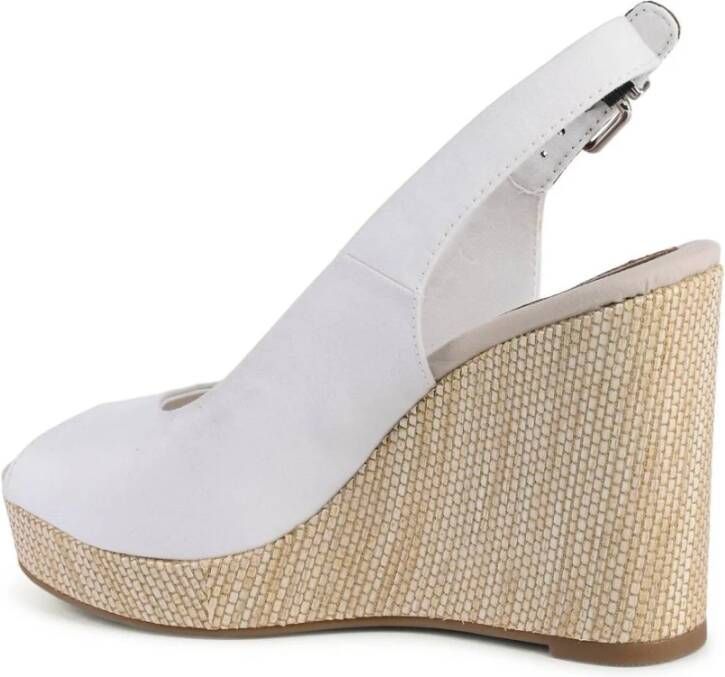 Tommy Hilfiger Witte Canvas Sleehak Sandalen