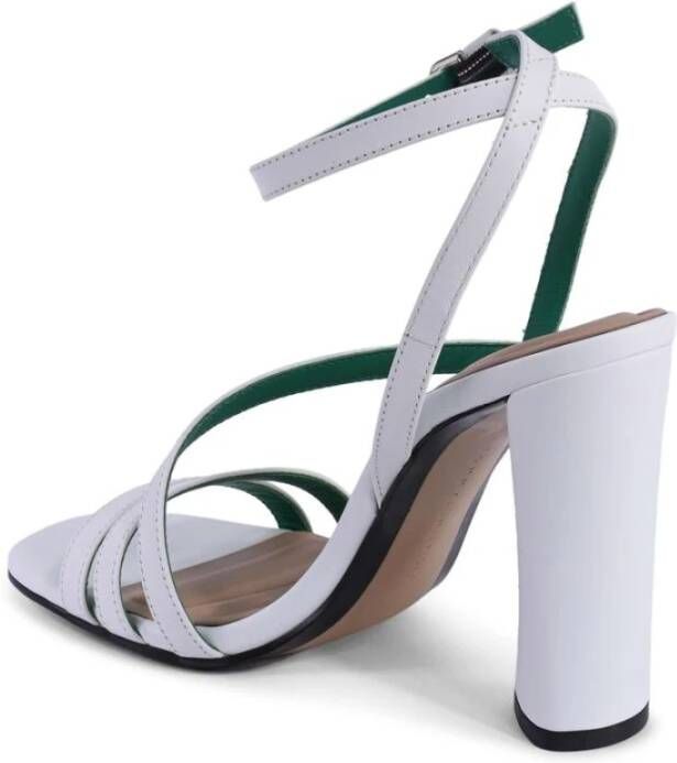 Tommy Hilfiger Witte Leren Blokhak Sandalen