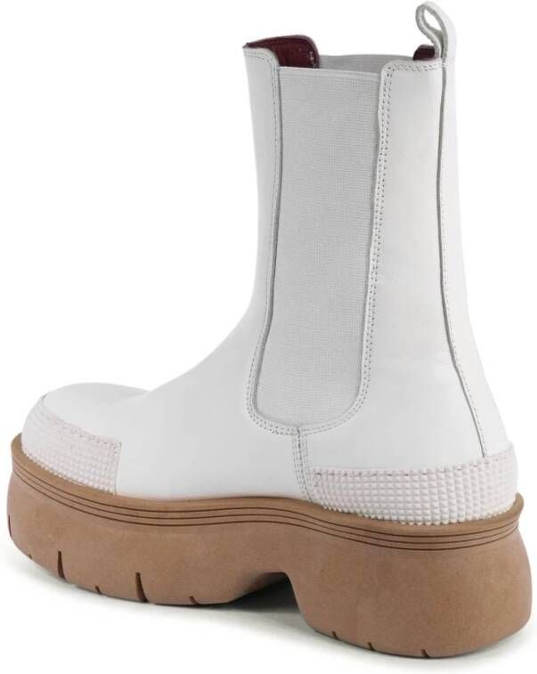 Tommy Hilfiger Witte Leren Chelsea Boots Plateauzool