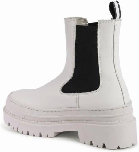 Tommy Hilfiger Witte Leren Chelsea Laarzen Platform Zool