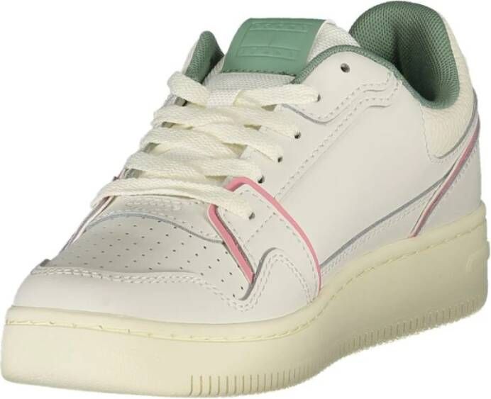 Tommy Hilfiger Witte Leren Dames Sneaker Groen Roze