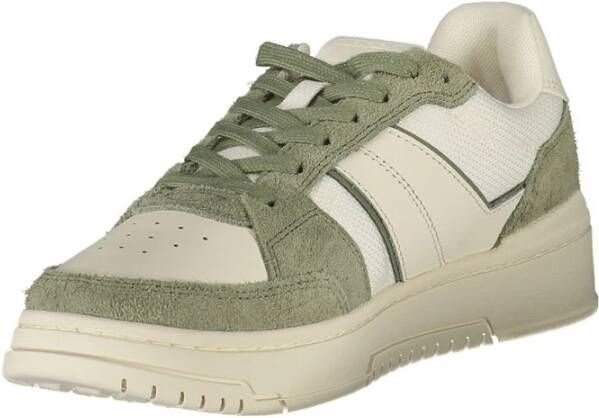 Tommy Hilfiger Witte Leren Heren Sneaker Groene Accenten