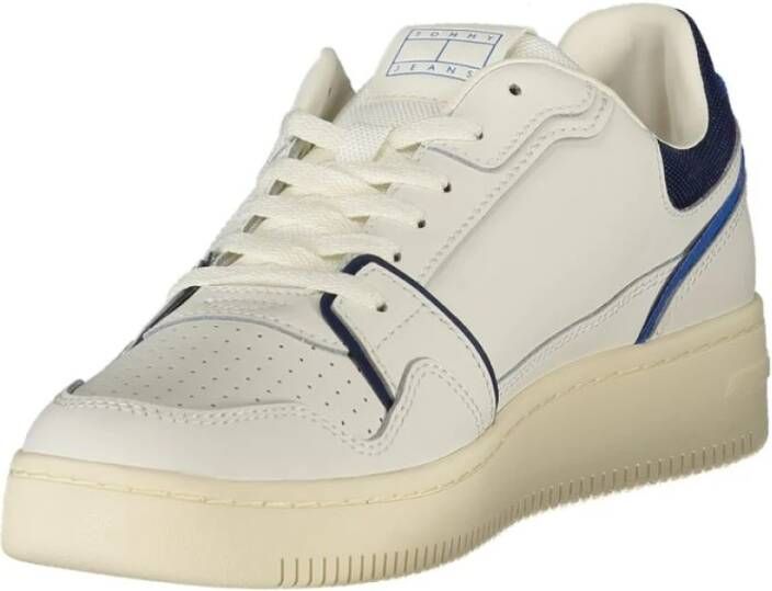 Tommy Hilfiger Witte Leren Heren Sneaker met Blauwe Accents