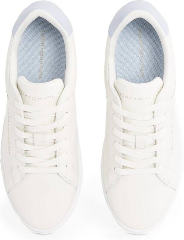 Tommy Hilfiger Witte Leren Lage Sneakers White Dames