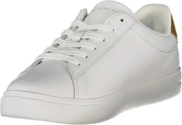 Tommy Hilfiger Witte leren sneaker met gouden details