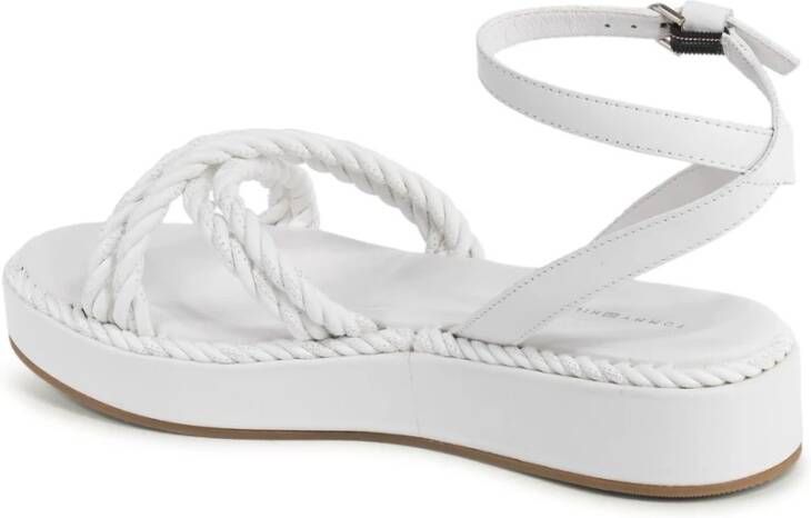 Tommy Hilfiger Witte Plateau Sandalen met Touw Detail