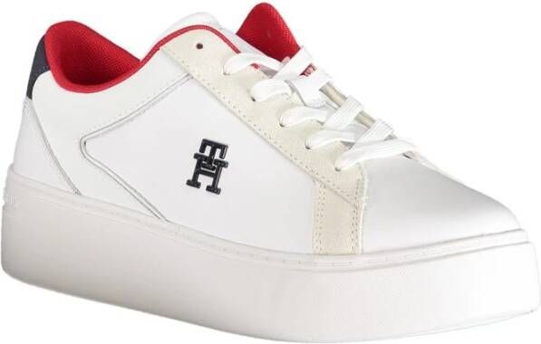Tommy Hilfiger Witte polyester sneakers met veters contrastdetails applicatie logo White Dames