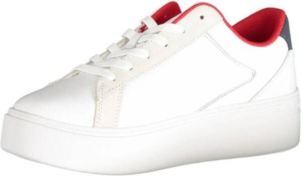 Tommy Hilfiger Witte polyester sneakers met veters contrastdetails applicatie logo White Dames