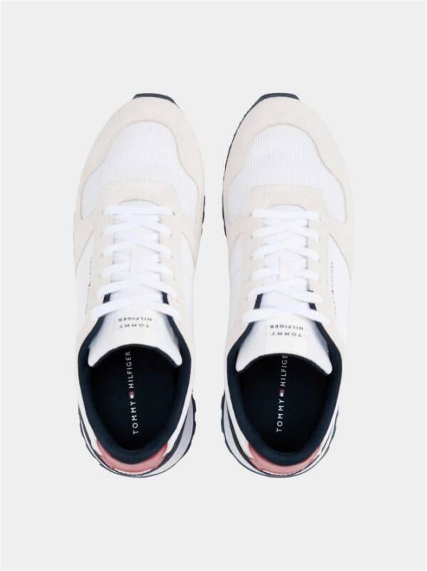 Tommy Hilfiger Witte Sneakers Ronde Neus Platte Hak