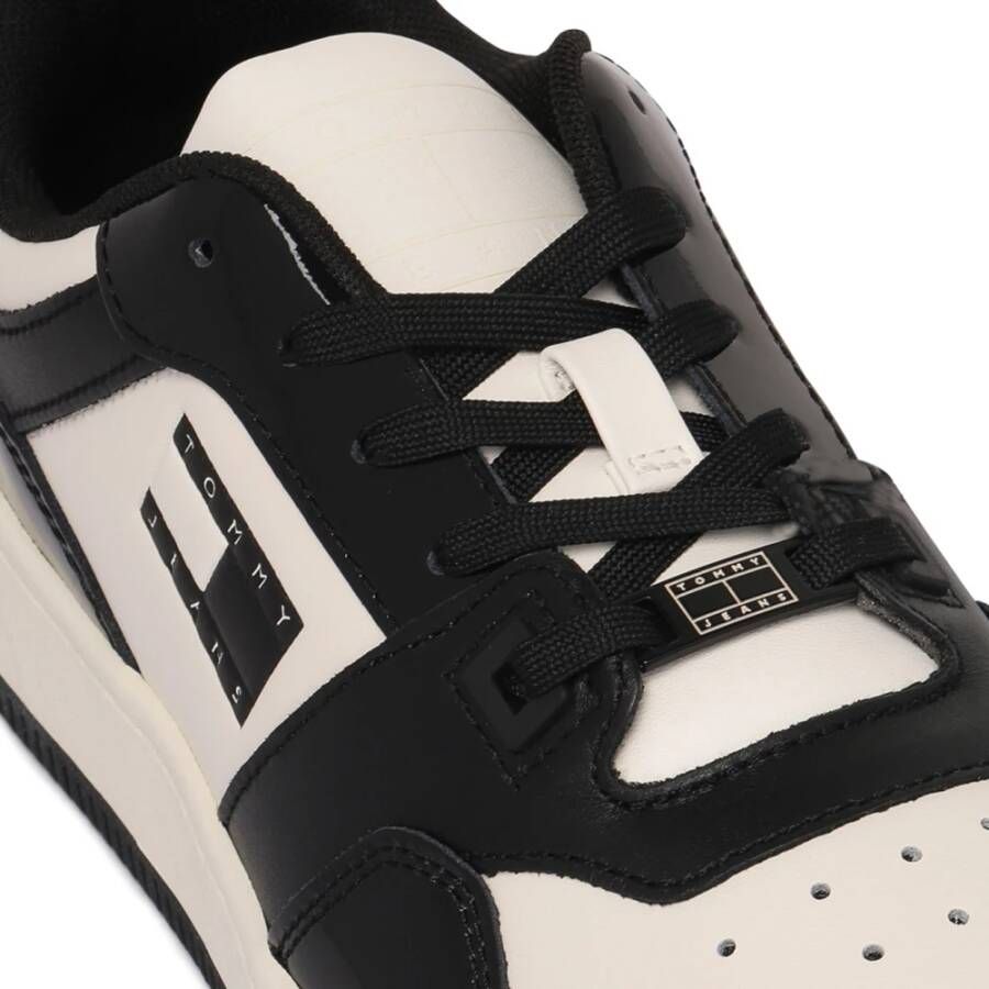 Tommy Hilfiger Zwart en wit leren sneakers