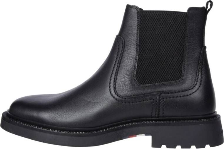 Tommy Hilfiger Zwarte Chelsea Enkellaarzen voor Mannen Black Heren