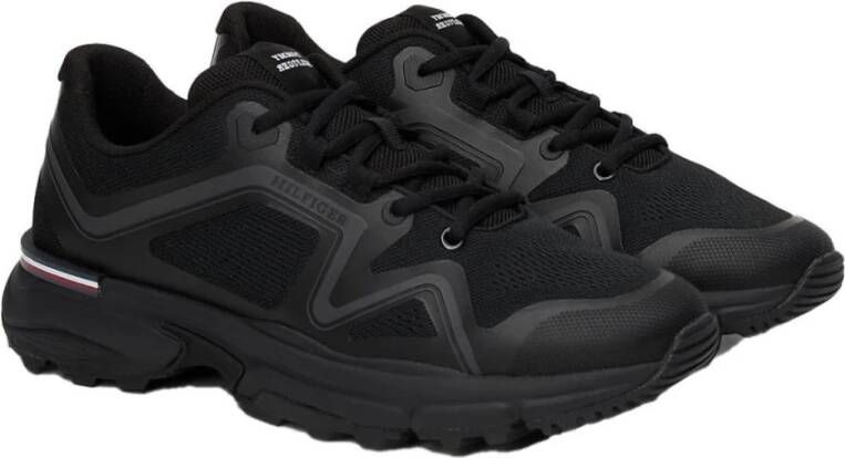 Tommy Hilfiger Zwarte Gebreide Sneakers voor Mannen Black Heren