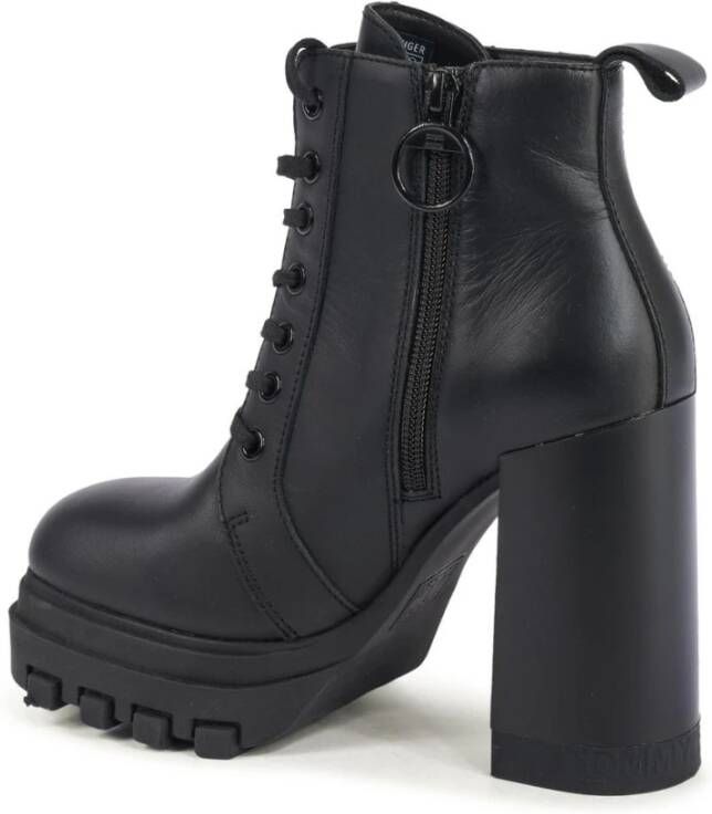 Tommy Hilfiger Zwarte LaceUp Platform Enkellaarzen