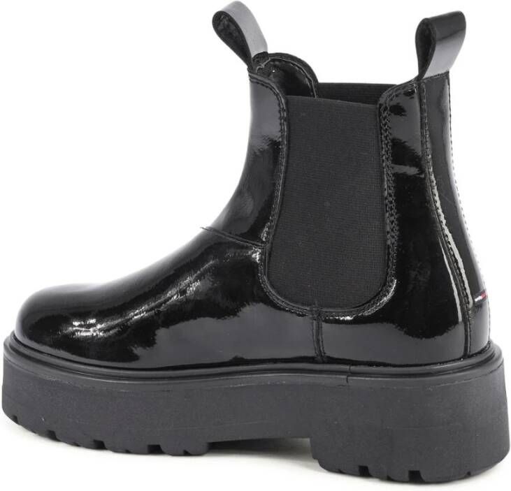 Tommy Hilfiger Zwarte Lakleren Chelsea Boots