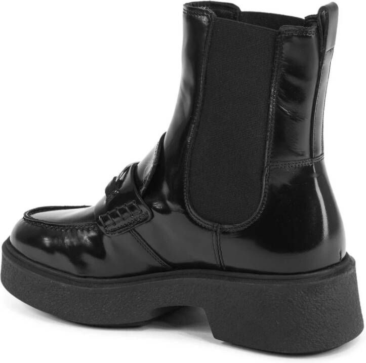Tommy Hilfiger Zwarte Leren Chelsea Boots Platform