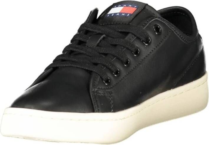 Tommy Hilfiger Zwarte Leren Dames Sneaker