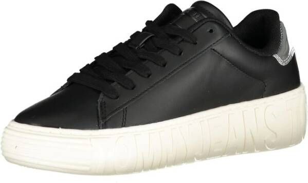 Tommy Hilfiger Zwarte Leren Sneaker Urban Style