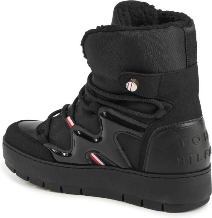 Tommy Hilfiger Zwarte Leren LaceUp High Top Laarzen