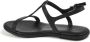 Tommy Hilfiger Zwarte Leren Platte Sandalen - Thumbnail 5