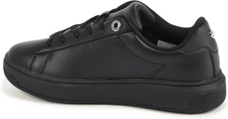 Tommy Hilfiger Zwarte Leren Signature Sneakers