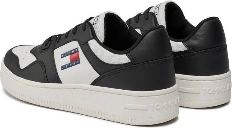Tommy Hilfiger Zwarte Leren Sneakers Mannen Black Heren