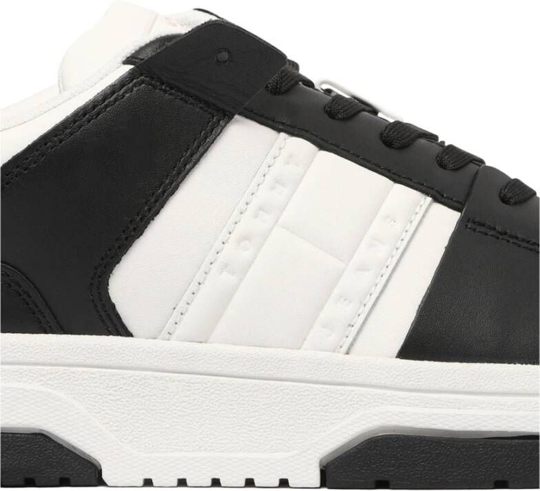 Tommy Hilfiger Zwarte Leren Sneakers Retrostijl