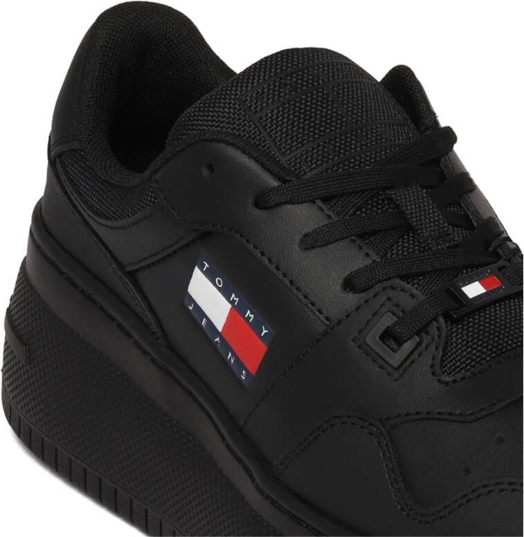 Tommy Hilfiger Zwarte Platform Sneakers met Logo Print