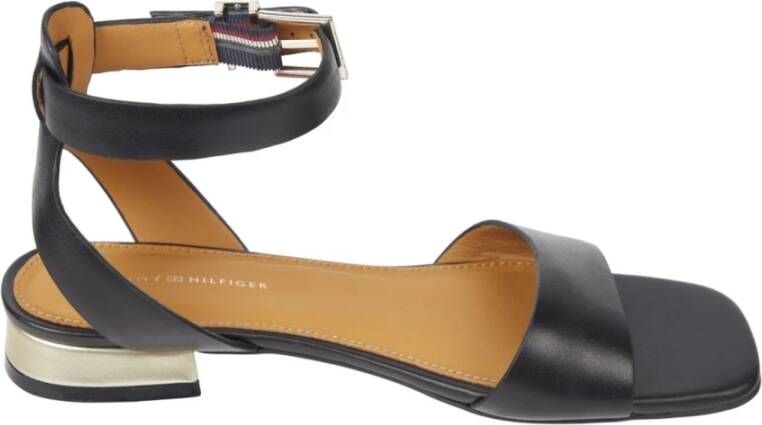 Tommy Hilfiger Zwarte platte sandalen voor vrouwen Black Dames