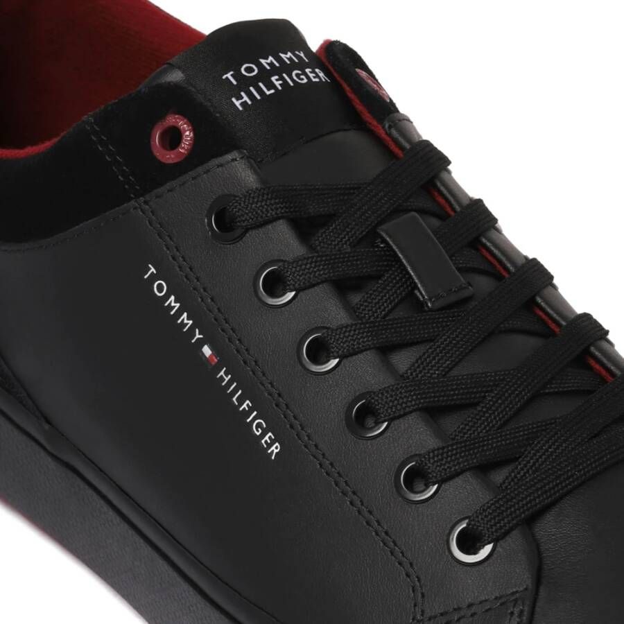 Tommy Hilfiger Zwarte Vulcanized Leren Sneakers