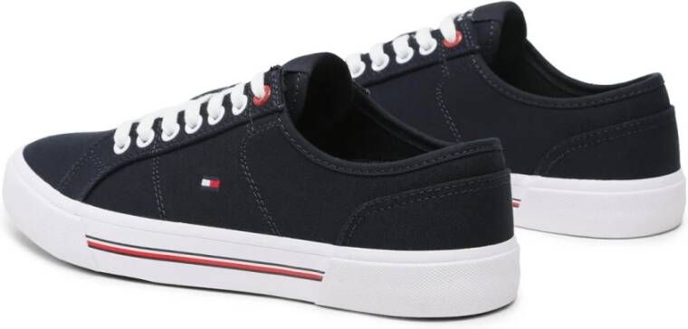 Tommy Jeans Blauwe Canvas Sneakers Core Corporate Black Dames