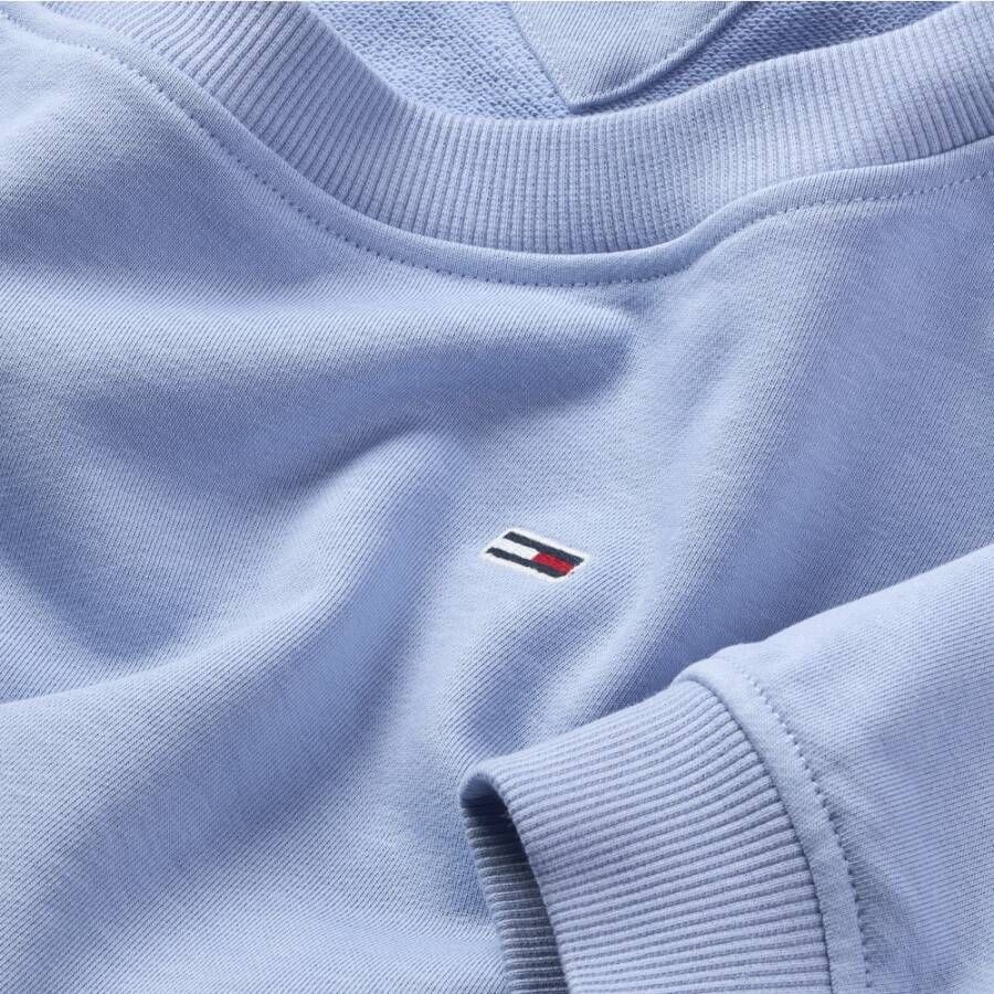Tommy Jeans Blauwe Crop Sweater Boothals Ballonmouwen