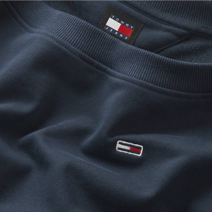 Tommy Jeans Blauwe Crop Sweater Boothals Ballonmouwen