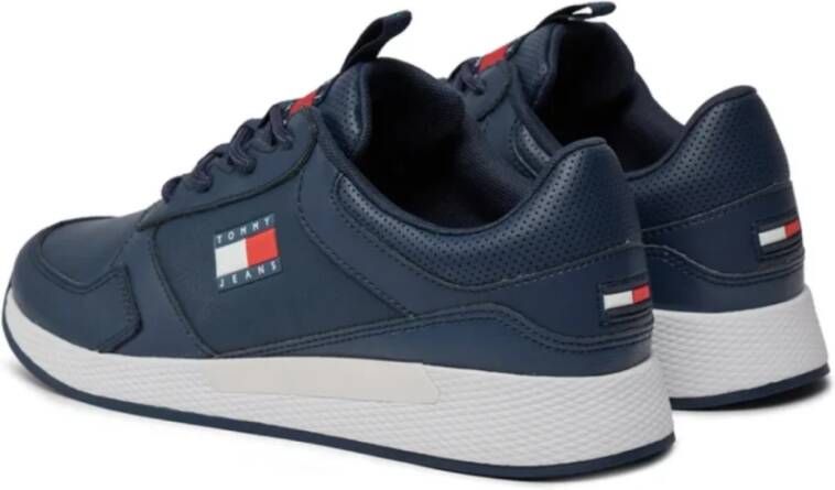 Tommy Jeans Blauwe Leren Hardloopschoenen Blue Heren