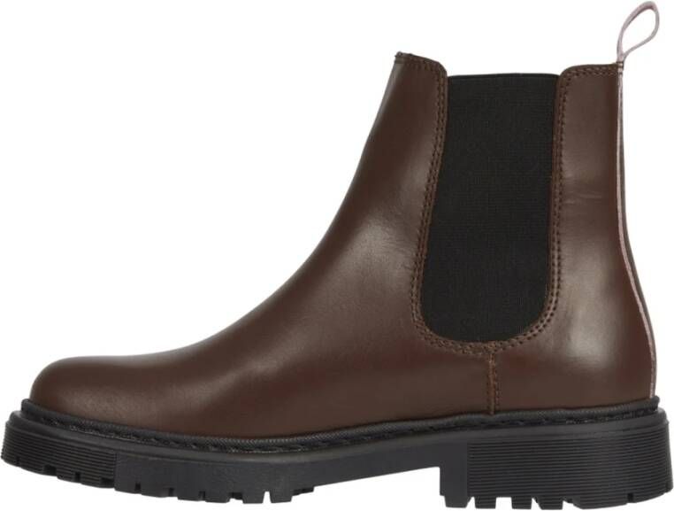 Tommy Jeans Bruine Leren Chelsea Booties