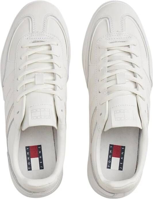 Tommy Jeans Crème Leren Veterschoenen