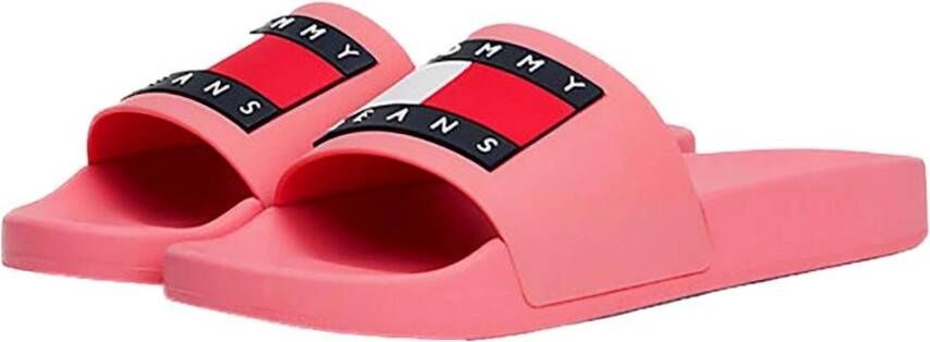 Tommy Jeans Dames Flag Pool Slide Pink Dames