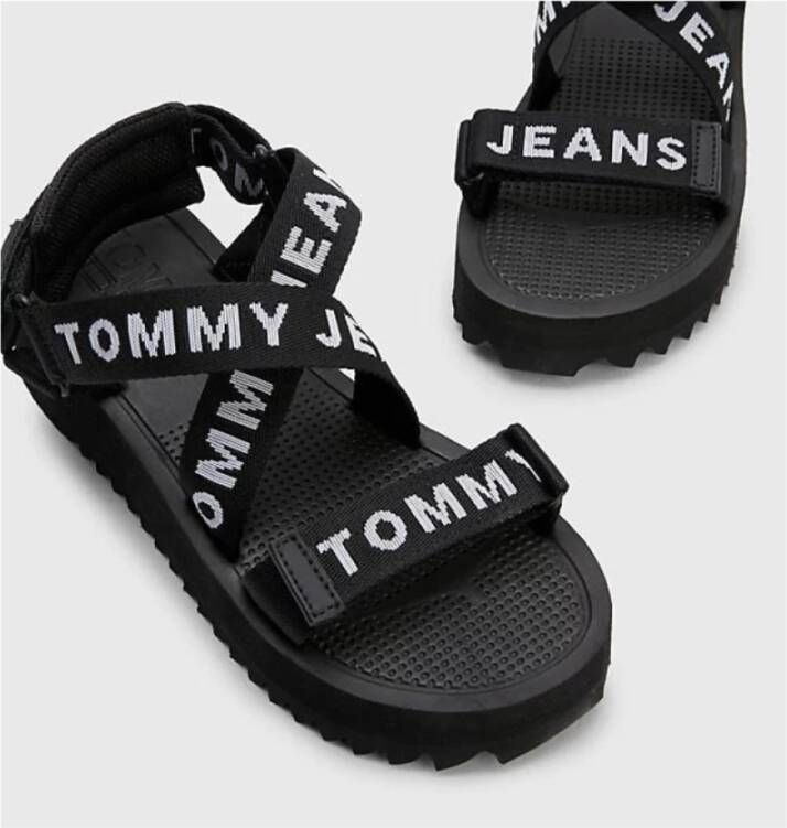 Tommy Jeans Flat Sandals Zwart Dames
