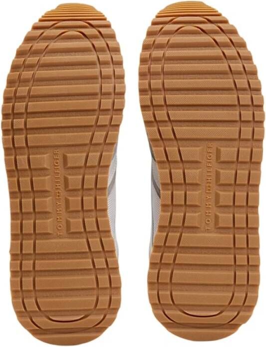 Tommy Jeans Grijze Leren Mesh Sneakers